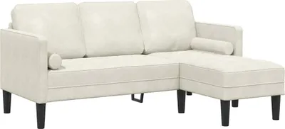 Produktbild von vidaXL Sofa Set mit Kissen Creme Polyester