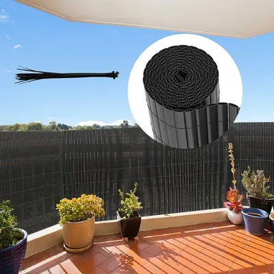 Productafbeelding van Tuinhek 4 meter PVC voor privacy – Tuinafscheiding en balkonoverkapping – Grijs