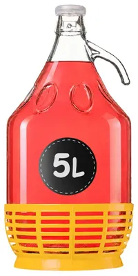 Productafbeelding van KADAX Wijnballon "Orto", glazen ballon voor wijn, met rubberen stop, fles, ballon met mand van kunststof, 5 liter