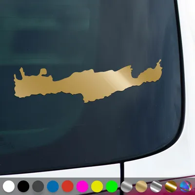 Produktbild von PantherPixel Insel Kreta Aufkleber Umriss Karte Griechenland Sticker Auto Geschenkidee Farbe Gold