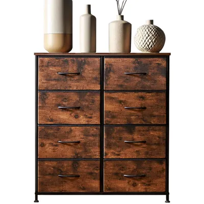 Produktbild von Sweetcrispy Kommode mit Stoffschubladen  , Chest of Drawers mit 8 schubladenschrank, kommode schlafzimmer schubladen schrank，Stoffkommode drawer
