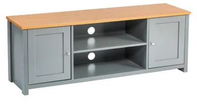 TV-Schrank aus Buchenholz, grau, 130x35x49,5 cm
