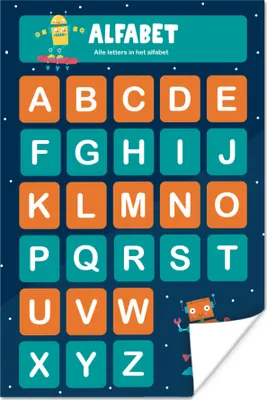 Produktbild von MuchoWow® Poster Kinderzimmer - Lernen - Alphabet - Mädchen - Kinder - Kinder 40x60 cm - Plakate für die Wand - Poster Babyzimmer