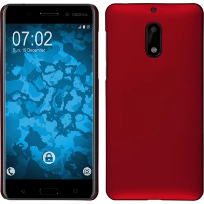 Produktbild von PhoneNatic Case kompatibel mit  Nokia 6 - Hülle rot gummiert Hard-case + 2 Schutzfolien