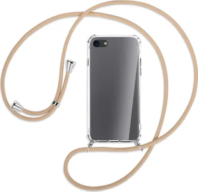 Produktbild von Handykette Backcover-Schutzhülle mit Band (Metall silberfarben) für Apple iPhone 7, iPhone 8 - beige
