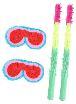 Produktbild von 4 Stück Bunte Piñata Sticks aus Papier für Partys