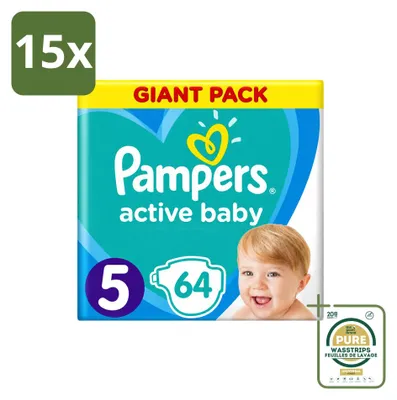 Productafbeelding van 15 x Pampers Active Baby luiers, maat 5 (11-16 kg) - Voorraadverpakking - 15 stuks