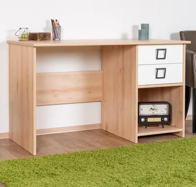 Produktbild von Kinderzimmer - Schreibtisch Benjamin 28, Farbe: Buche / Weiß - 74 x 125 x 60 cm (H x B x T)