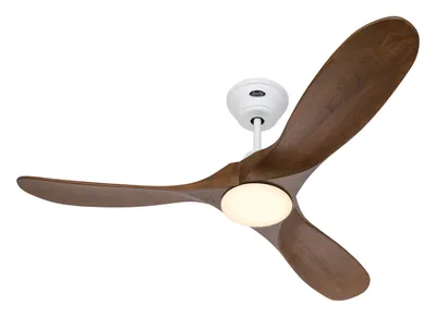 Obrázek produktu pro Energeticky úsporný stropní ventilátor s LED osvětlením a dálkovým ovládáním Eco Genuino-L matná bílá / ořech 122 cm