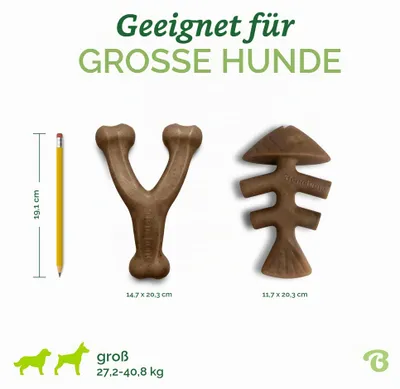 Productafbeelding van Benebone, 2 stuks, kauknaald/visgraat-kauwspeeltje, hondenbot, L