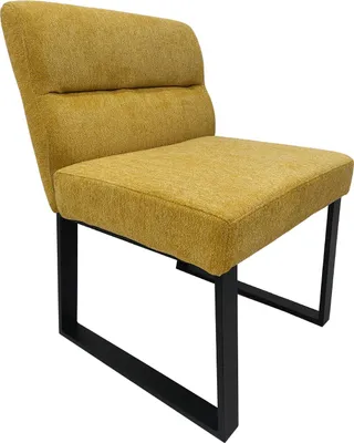 Produktbild von Stuhl Liron Gelb mit Chenille-Optik, Kufengestell, 60x60x82 cm (BxTxH), bis 140 kg