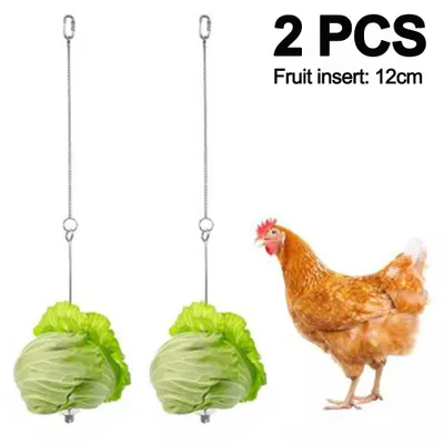 Produktbild von 2 Stück Huhn Gemüse Spieß Obsthalter für Hühner Vogel Edelstahl Lebensmittelhalter Obst Gemüse Stockhalter Vögel Hängen Feeder Spielzeug
