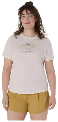 Image de T-shirt Asics Camiseta ASICS Fujitrail Logo manga corta blanco roto mujer pour Uni
