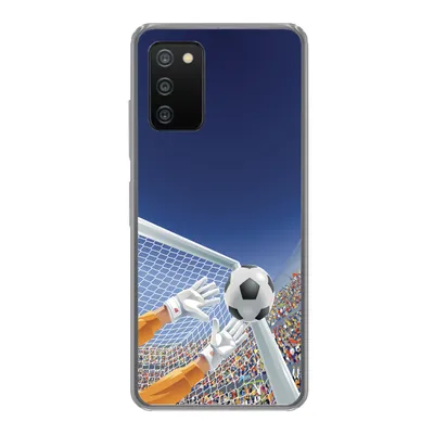 Produktbild von MuchoWow® Handyhülle Schutzhülle Hülle für Samsung Galaxy A03s Eine Illustration eines Torwarts, der den Fußball stoppt - Junge - Mädchen - Kind Silikon Softcase Handy Hülle - Schutz