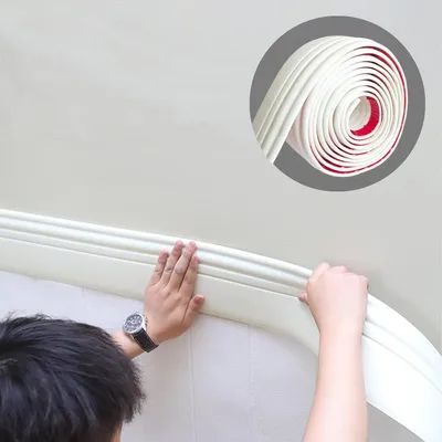 Produktbild von Flexible Sockelleiste, selbstklebende Design-Vinylwandleiste, Dicht- und Abschlussleisten für Böden, Stuhlschienen und mehr, 3 m x 98 mm