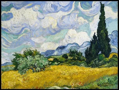 Image de Affiche 100 x 75 cm Champ de blé avec cyprès, Van Gogh Vintage