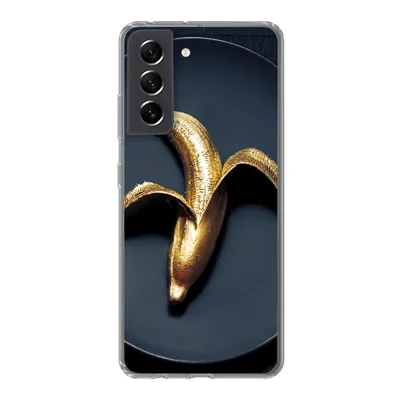Produktbild von MuchoWow® Handyhülle Schutzhülle Hülle für Samsung Galaxy S21 FE Goldene Banane auf dunklem Hintergrund Silikon Softcase Handy Hülle - Mobiltelefonhülle