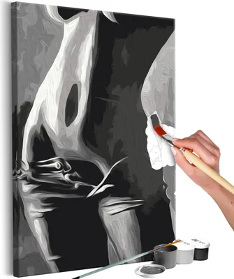 Image de Peinture par numéros Corps de femme gris 40x50 cm Kit de peinture avec cadre en bois sur toile pour adultes et enfants Peinture peinte à la main Kit DIY n-A-1261-d-a