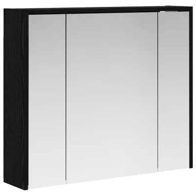 Image de Armoire de toilette avec miroir vidaXL, noir, aspect chêne