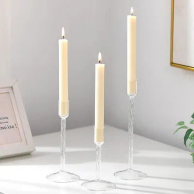 Image de Ensemble Glasseam : 3 bougeoirs en verre décoratifs pour le salon