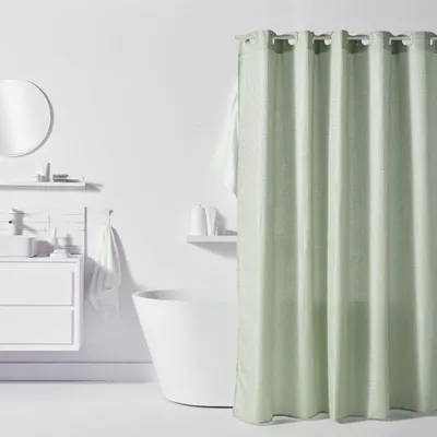 Produktbild von Waffel-Duschvorhang - Grün - Polyester - 180 x 200 cm - 12 Haken - UTILITY - TODAY