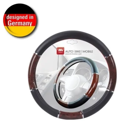 Produktbild von HR 10810201 Lenkradbezug in Wurzelholz Optik mit Chrom-Zierringen - Lenkraeder
