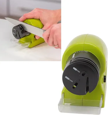 Immagine prodotto di Affilacoltelli elettrico - Utensili da cucina - Coltelli da cucina affilati - Affilatura multifunzione - 135 x 80 x 42 mm - Verde