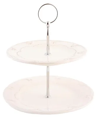 Produktbild von Clayre & Eef 2-Schicht-Etagere 23 cm Beige Keramik Rosen