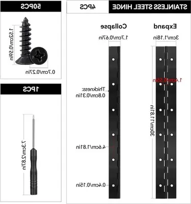 Pianoband Scharnier Edelstahl 300 × 30 mm - Türscharniere - Set von 4 - Inklusive 50 Schrauben - Einfache Montage