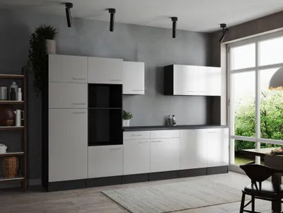 Produktbild von Küche Küchenzeile Leerblock Grau Matt Weiß Oliver 340 cm Respekta