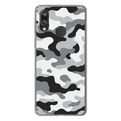 Produktbild von MuchoWow® Handyhülle Schutzhülle Hülle für Huawei P20 Lite (2020) Schwarz-weißes Camouflage-Muster Silikon Softcase Handy Hülle - Kartenhalter