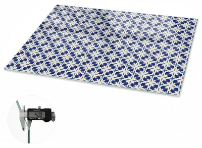 Produktbild von Glas Tischplatte 120x60 cm – Tischauflage aus gehärtetem Glas – Glasplatte für Esstisch – Küchentischplatte aus Glas – Tischschutz Glas modern – Dekorative Glasplatte – Pflegeleichte Glastischplatte – Sicherheitsglas Tischplatte – Geometrische Eleganz, KI-generiertes Bild