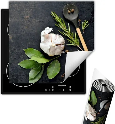 Produktbild von Herdabdeckplattee Glaskeramikkochfeld-Abdeckung 50x52 cm Anti Rutsch Matte Aufrollbar, Gewürze Schiefer