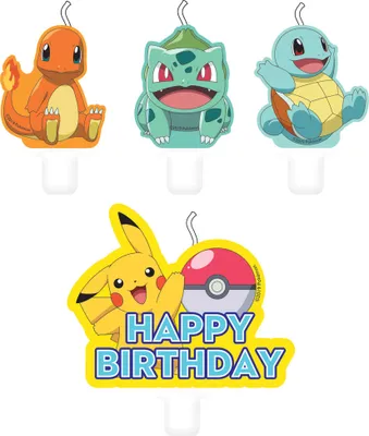 Produktbild von Świeczki urodzinowe Pokémon do dekoracji tortu 4 sztuki kolorowe