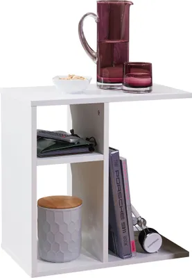 Produktbild von Beistelltisch 50x50x30 cm Holz Weiß Design Anstelltisch Sofa | Couchtisch klein modern | Kleiner Wohnzimmertisch eckig | Sofatisch Ablagetisch hoch | Schmaler Tisch Wohnzimmer