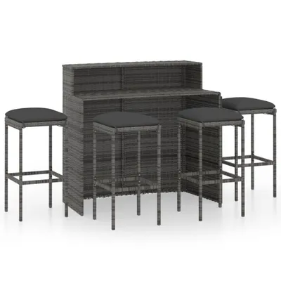 Produktbild von 5-tlg. Gartenbar-Set mit Kissen Grau