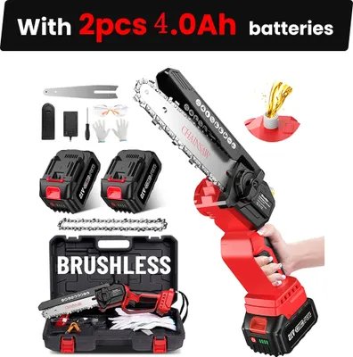 Produktbild von Mini-Kettensäge, bürstenloser Motor, 35000 U/min Geschwindigkeit, Mit 2-Batterien 4,0Ah, EU