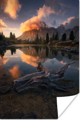 Produktbild von MuchoWow® Poster Berg - Wasser - Luft 120x180 cm - Kunstposter