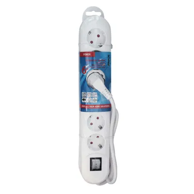 Productafbeelding van SCANPART 2482522623, 3 meter, Interne kabel, Rechte uitvoering, Wit, 6 stopcontacten, 250 V