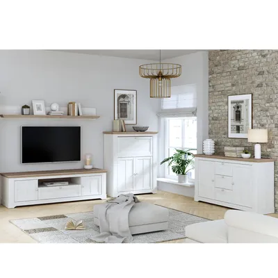Produktbild von Wohnzimmer Iliano 31 Schneeeiche 4-teilig cm LED Landhausmöbel
