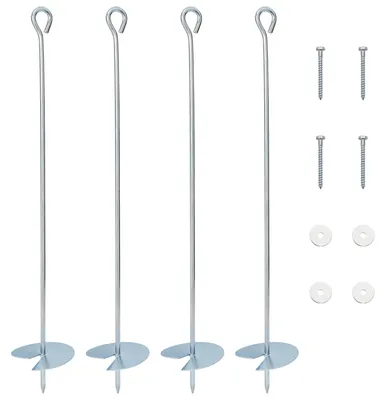 Produktbild von vidaXL Erdanker 4 pcs Silber Ø10 x 60 cm Galvanisiertes Metall