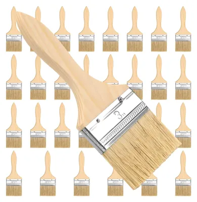 Produktbild von 30 Stück Flachpinsel 75 mm breit, Pinsel mit Holzgriff für Malen, Heimwerken und Renovierung