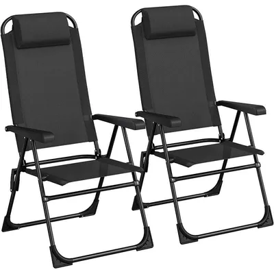 Obrázok produktu pre Sada 2 záhradných stoličiek XYC-103, skladacie, nosnosť až 120 kg, čierne