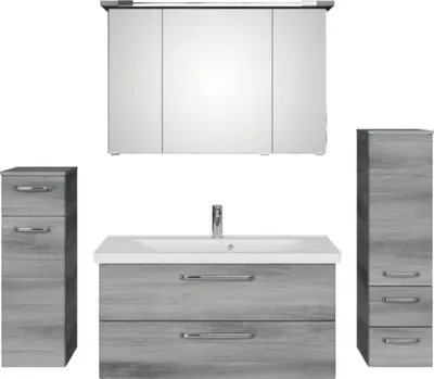Produktbild von Badmöbel-Set Pelipal Kumba BxHxT 167 x 200 x 51 cm Frontfarbe graphit struktur quer 5-teilig und mehr mit Mineralguss-Wa
