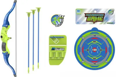 Produktbild von Bogen mit Pfeilen und Zielscheibe blau 57 cm