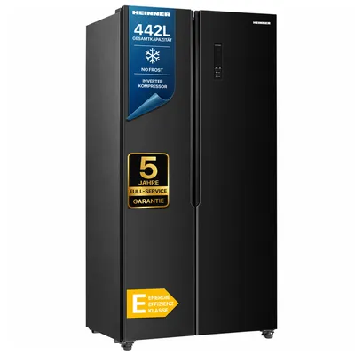 Zdjęcie produktu dla Heinner HSBS-HM442NFGBKE++, Wolnostojący, Typ amerykański, Czarny, 2 drzw., Dotyk, LED