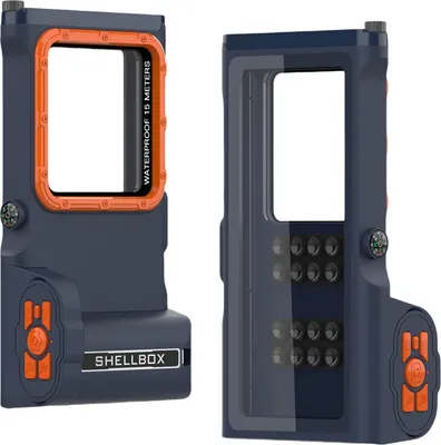 Produktbild von Wasserdichte Handyhülle,Taucher-Telefonhülle,15 m Tauchschutz mit Belüftungsöffnung, Handyhülle für iPhone, blau + orange