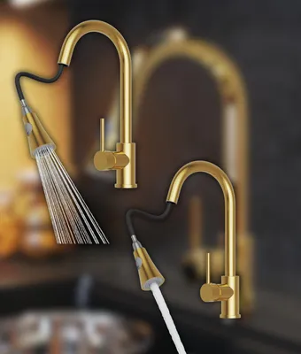Immagine prodotto di Granitan | Miscelatore da cucina Snake - Oro - Altezza totale 40 cm - Bocca estraibile - Orientabile a 360°
