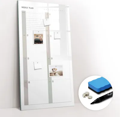 Produktbild von Magnetpinnwand Memoboard - Zubehörsatz - Schwarzer Marker + Schwamm + Magnete - 60 x 120 cm - Wochenplaner