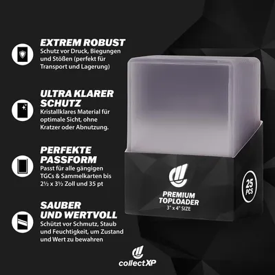 Produktbild von collectXP - Toploader 3" x 4" – Premium Schutzhüllen für alle TCG & Sammelkarten ( Magic, Pokemon, Yu-Gi-Oh! & co.) (25 Stk./Packung)